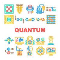 quantum computer qubit icon set figure vector