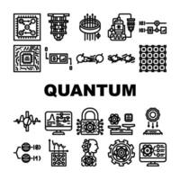 quantum computer qubit icons set element vector