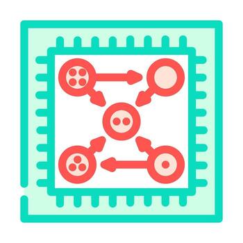 chip entangled qubits quantum computer color icon illustration vector