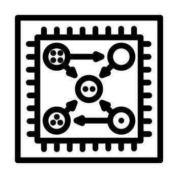 chip entangled qubits quantum computer line icon illustration vector