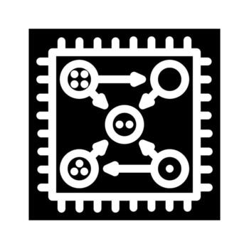 chip entangled qubits quantum computer glyph icon illustration vector
