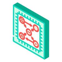 chip entangled qubits quantum computer isometric icon illustration vector