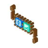 qubit measurement quantum computer isometric icon illustration vector