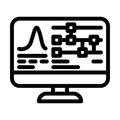 algorithm screen quantum computer line icon illustration