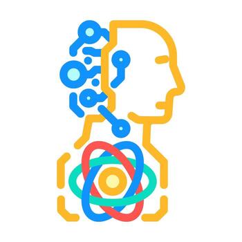 ai and computing merge quantum computer color icon illustration vector