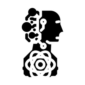 ai and computing merge quantum computer glyph icon illustration vector