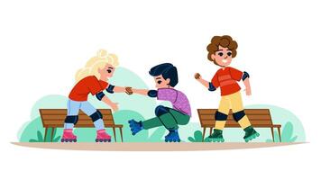 inline skating hobby kid vector