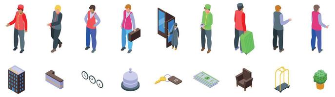 Isometric characters and objects collection vector