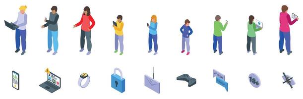 People using various tech devices vector