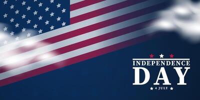 Minimalist and patriotic background for 4th of July celebrations featuring text design and star motifs on a dark blue backdrop. Perfect for United States Independence Day events, promotions, vector