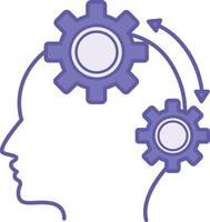 Colored Algorithm Icon. Illustration. Clear Sequence Of Actions That Gives A Pre-Known Result. Human Head And Gears. Concept Psychology vector