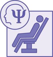 Colored Psychologists Office Icon. Illustration. Psychologist Workspace, Patient Sitting on Couch, Mental Health. Concept Psychology vector