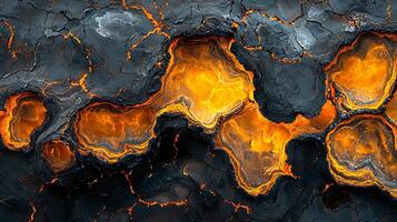 Abstract cracked texture with glowing molten material. This image captures the raw power of geological forces and the intense heat of the earth's core. photo