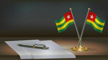 Togo table flag on a dark gradient color background table. Illustration vector