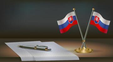 Slovakia table flag on a dark gradient color background table. Illustration vector