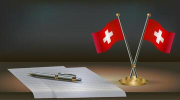 Swiss flags and a notepad vector