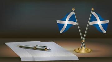 Scotland table flag on a dark gradient color background table. Illustration vector