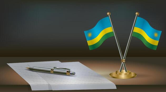 Rwanda flags and pen on paper vector