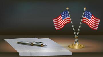 United States table flag on a dark gradient color background table. Illustration vector