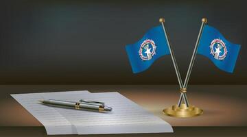 Flags and pen on a table vector