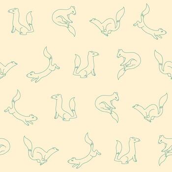Outline Weasel Seamless Pattern Background for Print Fabric Surface Fashion Wrapping vector