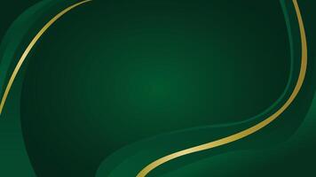 Modern emerald green abstract background with metallic gold curve vector