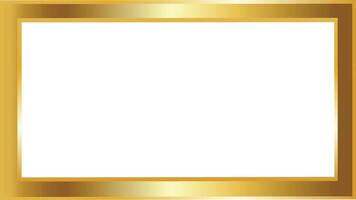 Gold metal frame border isolated on transparent background vector