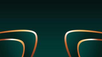 Luxury emerald green gradient background with geometric shapes and glowing golden lines vector
