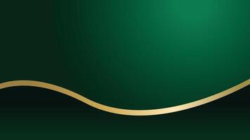 Luxury emerald green gradient background with golden curve line vector