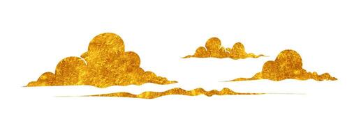 cloud drawing in gold color style vector
