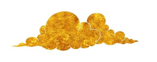 hand drawn cloud illustration in gold colored style vector