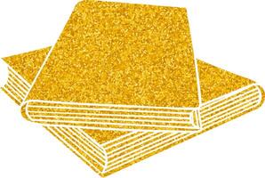 Golden sparkly books stacked on a surface vector