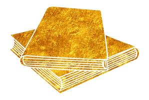 Golden books stacked on a table in a bright setting vector