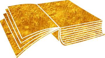 Golden book with intricate cover design displayed on a table vector