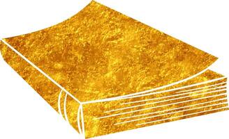 Golden book lying flat on a surface with textured cover vector