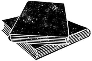 Artful stack of black books with a cosmic design on cover vector