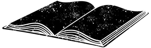 Open book displaying starry night sky on the pages vector