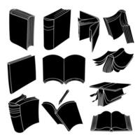 Collection of book designs in various styles and angles vector