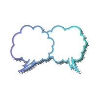 Two speech bubbles with colorful outlines and empty space vector