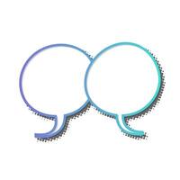 Two speech bubbles symbolize conversation in a creative design vector