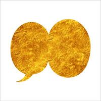 Golden speech bubble design with textured surface on white background vector