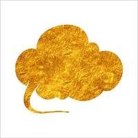 Golden speech bubble design with textured details on white background vector