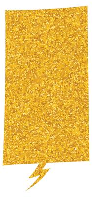Bright golden speech bubble texture with a lightning bolt design