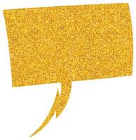 Bright golden speech bubble with glittery texture on white background vector