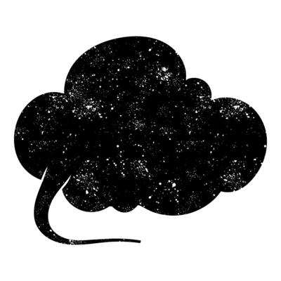 speech bubble silhouette filled with a galaxy design at night sky