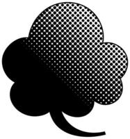 Black and white halftone speech bubble graphic design for creative projects vector