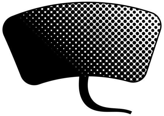 speech bubble design featuring halftone patterns in black
