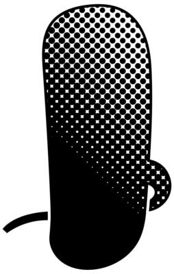 Unique black and white speech bubble with halftone patterns and curves