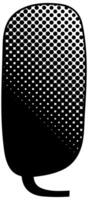 Patterns of perforation in a sleek black speech bubble vector