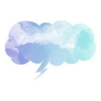 Colorful speech bubble with lightning bolt in a whimsical illustration vector